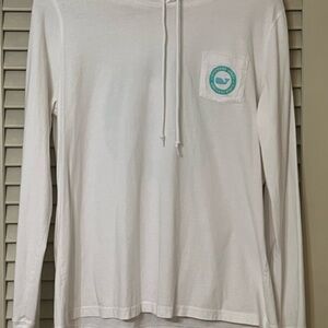 Vineyard Vines White Long Sleeve Hoodie with Whale Logo 🐳